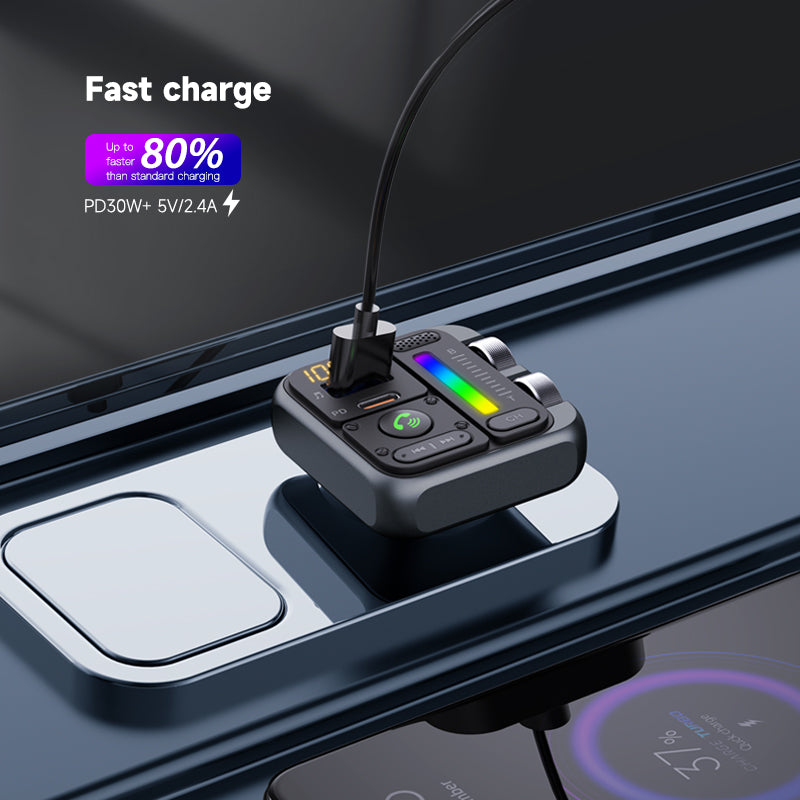 MT04 Car Bluetooth Adapter FM Transmitter HiFi Music MP3 Player Type-C + USB Car Charger MT04 Car Bluetooth Adapter FM Transmitter HiFi Music MP3 Player Type-C + USB Car Charger